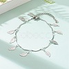 304 Stainless Steel Leaf Charm Bracelets BJEW-JB05958-04-4