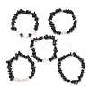 5Pcs 5 Style Natural Obsidian Chips Stretch Bracelets Set BJEW-JB09551-03-1