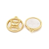 Brass Pave Shell Coin Charms KK-Z044-01G-2