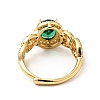 Green Cubic Zirconia Oval Adjustable Ring RJEW-I087-02G-3