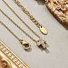 304 Stainless Steel Crystal Rhinestone Pendant Cable Chain Necklaces for Women NJEW-C062-01D-G-2