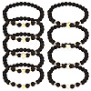   1 Set Bear & Cross & Moon & Crown & Heart & Butterfly Brass Beaded Stretch Bracelets Set BJEW-PH0004-22-1