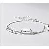 Rhodium Plated 925 Sterling Silver Word Love Link Bracelet with Heart Charms for Lovers JB766A-01-1