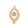 Brass Micro Pave Clear Cubic Zirconia Connector Charms KK-M303-04G-01-1