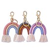 3Pcs Boho Rainbow Keychain Mini Macrame Rainbow Cute Keychain Weaving Rainbow Tassel Keychain for Women Girls JX259A-1