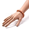 Natural Peach Calcite Round Beads Stretch Bracelet for Her BJEW-JB06822-02-3