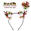 ANATTASOUL 2Pcs 2 Style Christmas Theme Antler Cloth & Iron Alligator Hair Bands MRMJ-AN0001-01-3