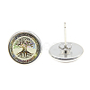 Picture Glass Stud Earrings EJEW-O088-76-2