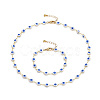 Brass Enamel Evil Eye Link Chain Bracelets & Necklaces Jewelry Sets SJEW-JS01191-1