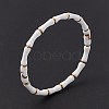 White Enamel Bamboo Hinged Bangle BJEW-L678-08G-1