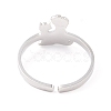 Non-Tarnish Kittens and Puppies 304 Stainless Steel Cuff Ring for Women RJEW-B035-09P-3