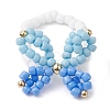 3Pcs 3 Colors Butterfly Glass Seed Beaded Stretch Finger Rings for Women RJEW-TA00150-3