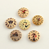 2-Hole Clock Pattern Printed Wooden Buttons X-BUTT-R031-022-1