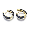 Brass Micro Pave Cubic Zirconia Huggie Hoop Earrings KK-R137-015B-NF-3