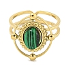 Ion Plating(IP) 304 Stainless Steel Synthetic Malachite Cuff Rings G-Z056-04G-03-2