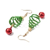 Aluminum Wire Wrapped Christmas Tree Dangle Earrings EJEW-JE05829-01-4