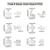DICOSMETIC 36Pcs 6 Style 201 Stainless Steel Charms STAS-DC0006-30-5