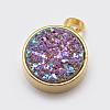 Electroplated Natural Druzy Agate Charms G-P321-04G-B-1
