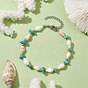 Summer Beach Synthetic Turquoise Chip & Shell Beaded Bracelets for Women BJEW-JB10286-2