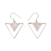 Natural Rose Quartz Triangle Dangle Earrings EJEW-Z024-10D-P-1
