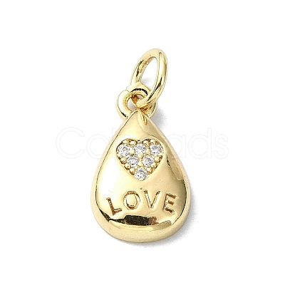 Heart Theme Brass Micro Pave Cubic Zirconia Charms KK-H475-56G-01-1