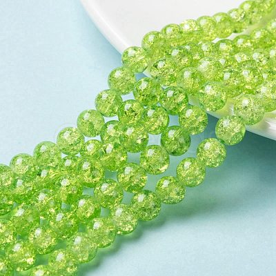 Spray Painted Crackle Glass Beads Strands CCG-Q001-8mm-11-1