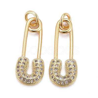 Brass Micro Pave Clear Cubic Zirconia Pendants ZIRC-Z010-15G-1