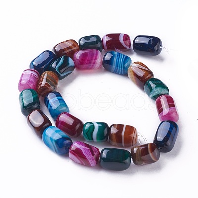 Natural Dyed Striped Agate/Banded Agate Beads Strands G-G775-B-01-1