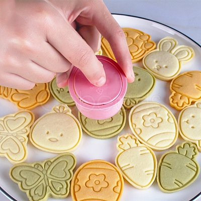 8Pcs 8 Styles Easter Theme Plastic Cookie Cutters EAER-PW0001-066-1