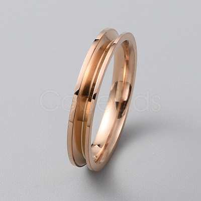 Titanium Steel Grooved Finger Ring Settings RJEW-WH0012-11F-1