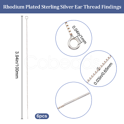 Anti-Tarnish Beebeecraft 3 Pairs Rhodium Plated 925 Sterling Silver Stud Earring Findings STER-BBC0006-73A-1