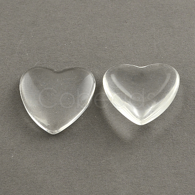 Transparent Glass Heart Cabochons X-GGLA-R021-23mm-1