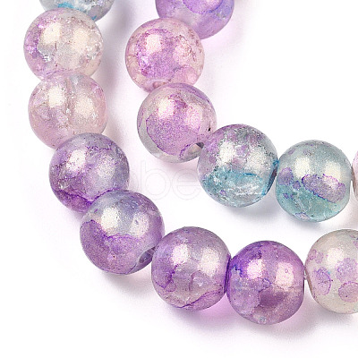 Baking Painted Crackle Glass Bead Strands DGLA-R053-04J-1