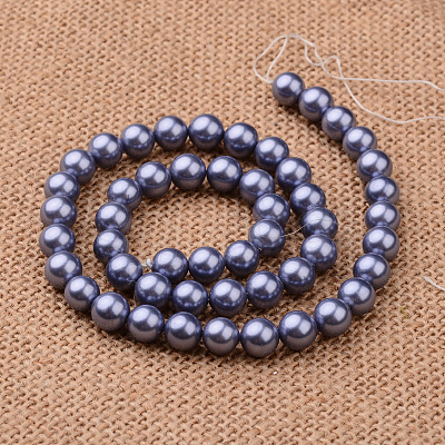 Polished Round Grade A Shell Pearl Bead Strands BSHE-M027-10mm-M-1