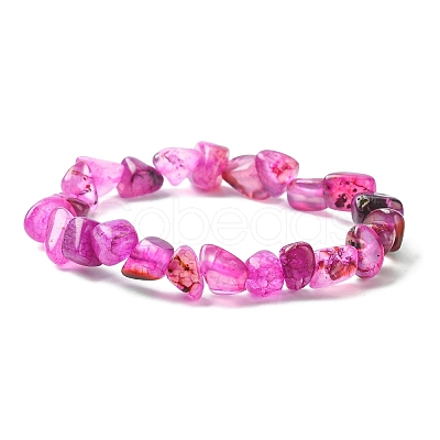 Dyed & Heated Nuggets Natural Agate Bead Stretch Bracelets for Women BJEW-JB09484-1