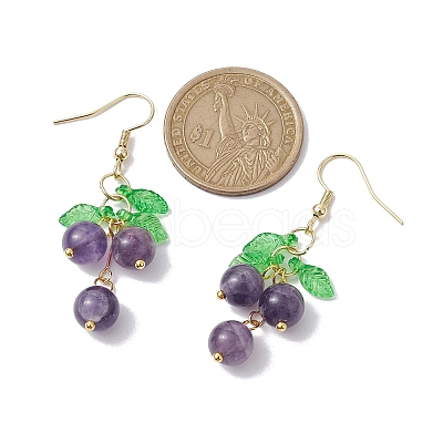 Natural Amethyst Grapes Dangle Earrings EJEW-JE05689-02-1