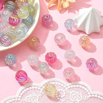 50Pcs UV Plating Rainbow Iridescent Acrylic Beads PACR-CJ0001-28-1