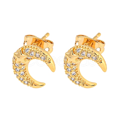 Brass Micro Pave Cubic Zirconia Ear Studs EJEW-P261-26A-G-1