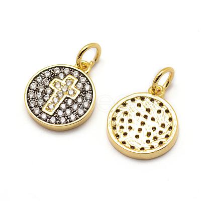 Brass Micro Pave AAA Cubic Zirconia Charms ZIRC-G100-11G-NR-1