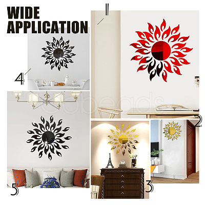 Sunflower Acrylic Mirrors Wall Stickers DIY-CN0001-18E-1