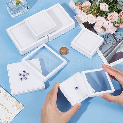 BENECREAT 6Pcs 2 Styles Square Plastic Loose Diamond Storage Boxes CON-BC0007-16-1