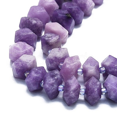 Natural Lepidolite/Purple Mica Stone Beads Strands G-K245-G02-04-1