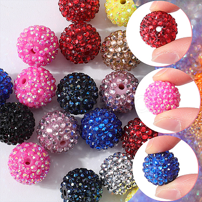 SUNNYCLUE 40Pcs 10 Style Round Resin Rhinestone Graduated Beads RESI-SC0003-01-1