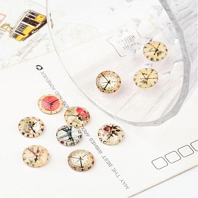 Clock Printed Glass Cabochons X-GGLA-A002-12mm-YY-1