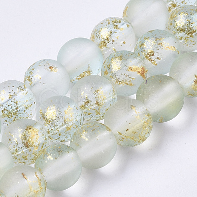 Frosted Spray Painted Glass Beads Strands X-GLAA-N035-03B-C09-1