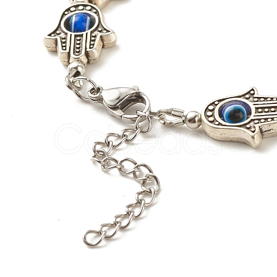 Hamsa Hand Tibetan Style Alloy Bracelets for Women X-BJEW-JB07728-1