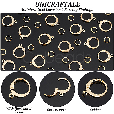 Unicraftale 40Pcs 304 Stainless Steel Leverback Earring Findings STAS-UN0041-83-1