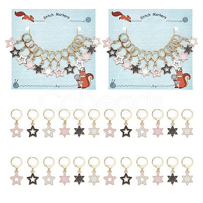 Alloy Enamel Star Pendant Locking Stitch Markers HJEW-AB00115-1