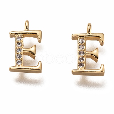 Brass Micro Pave Clear Cubic Zirconia Charms ZIRC-B002-39G-E-1