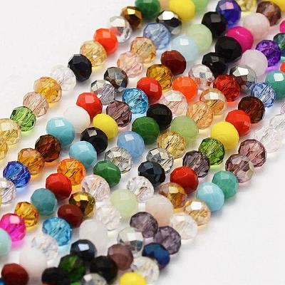 Electroplate Glass Beads Strands GLAA-P312-07-3x4mm-10-1